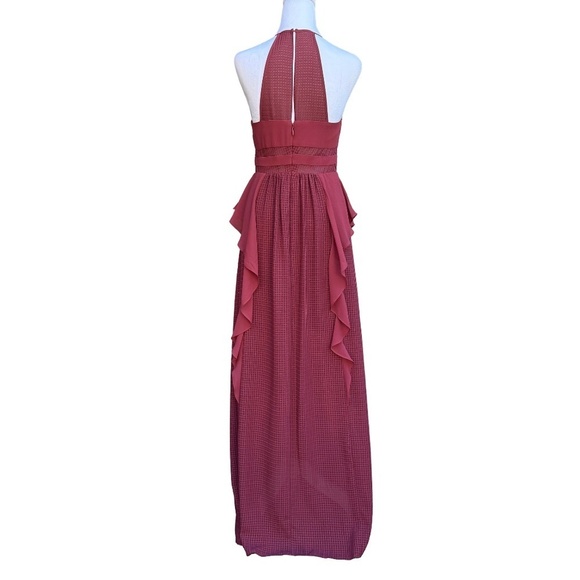 BCBG Generation Ruby Wine Ruffle Maxi Dress Size 4 - Picture 4 of 9